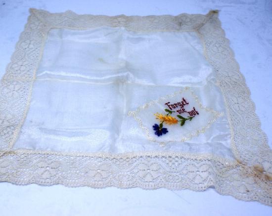 WWI Silk and Lace Handkerchief