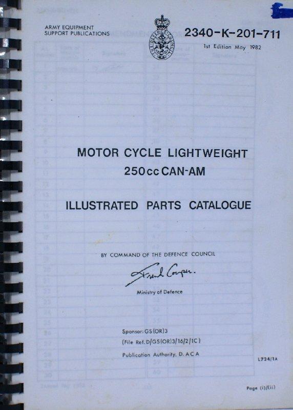 Can Am 250cc Motorcycle Illustrated  Parts Manual