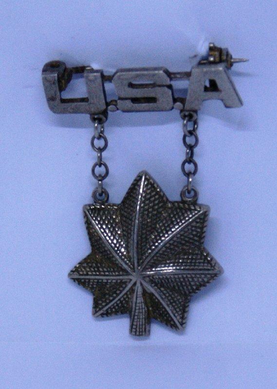 US Army Majors WWII Silver Sweetheart Pin