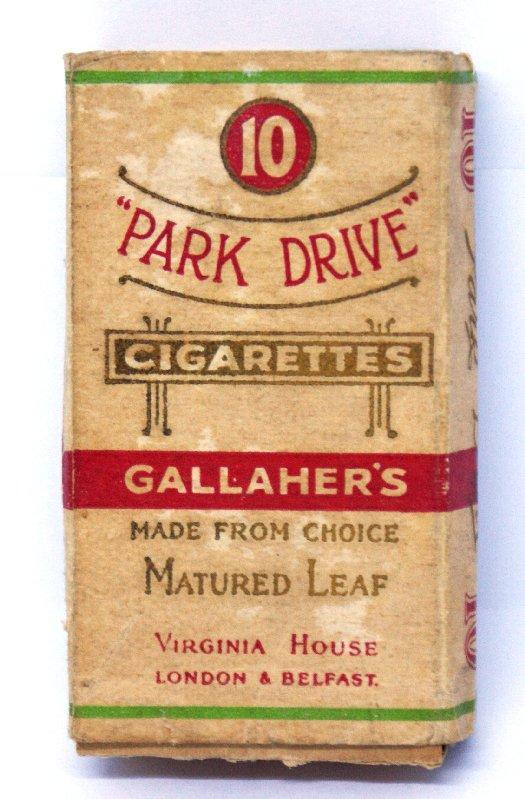 Gallaher’s Park Drive Empty 10 Cigarette Box Virginia House London & Belfast