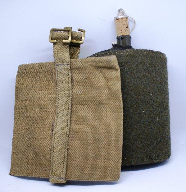 British Water Bottle with Canvas Carrier and Cork